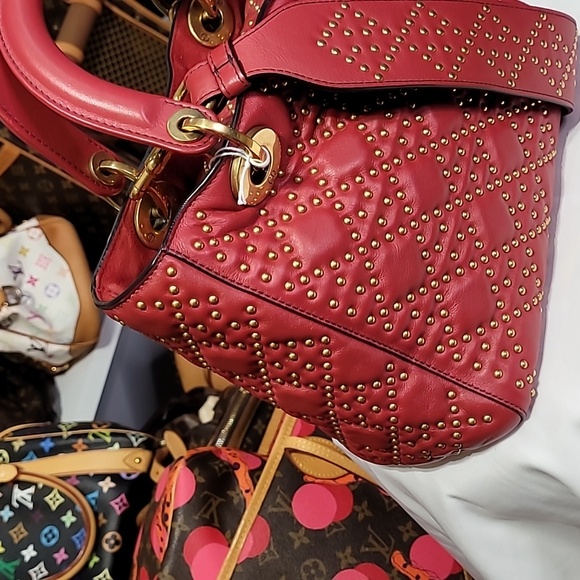 CHRISTIAN DIOR Lady Medium Studs Handbag Shoulder Bag Leather - Picture 3 of 16